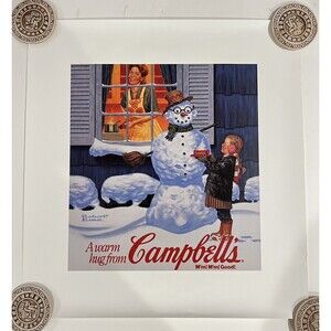 Vintage Campbell's Soup Robert Gunn "A Warm Hug From Campbell's” Print 19x20